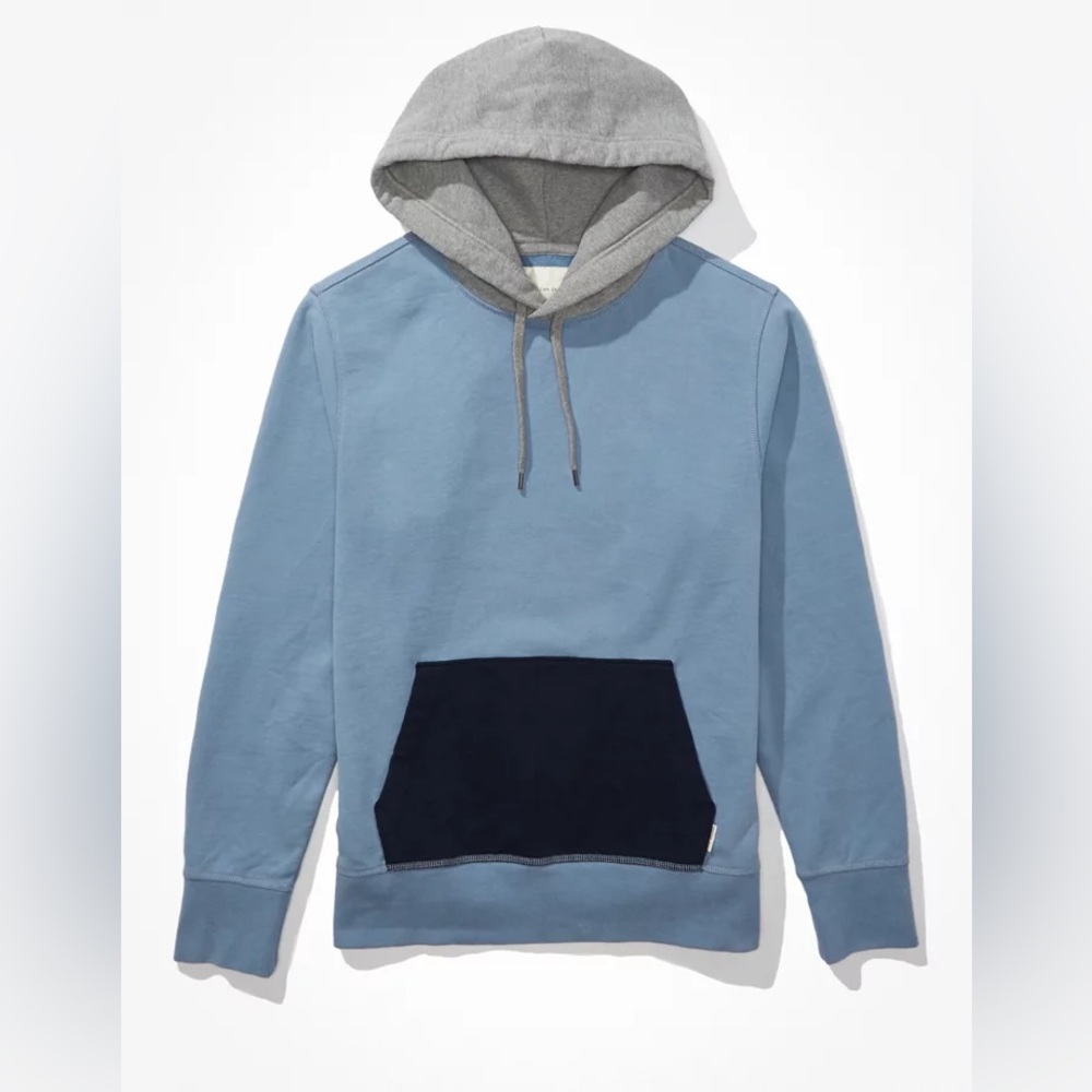American Eagle AE Vintage Fleece Color-Block Hoodie size large 100% thick Cotton